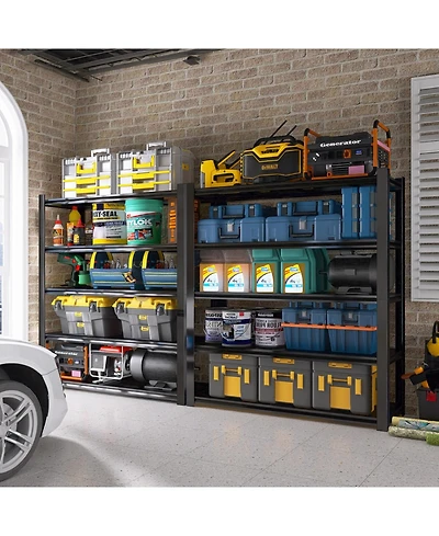 Streamdale Furniture 59" Wide Black Metal Shelves w/ Dividers