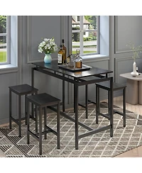 Streamdale Furniture Black Bar Table Set with 4 Stools