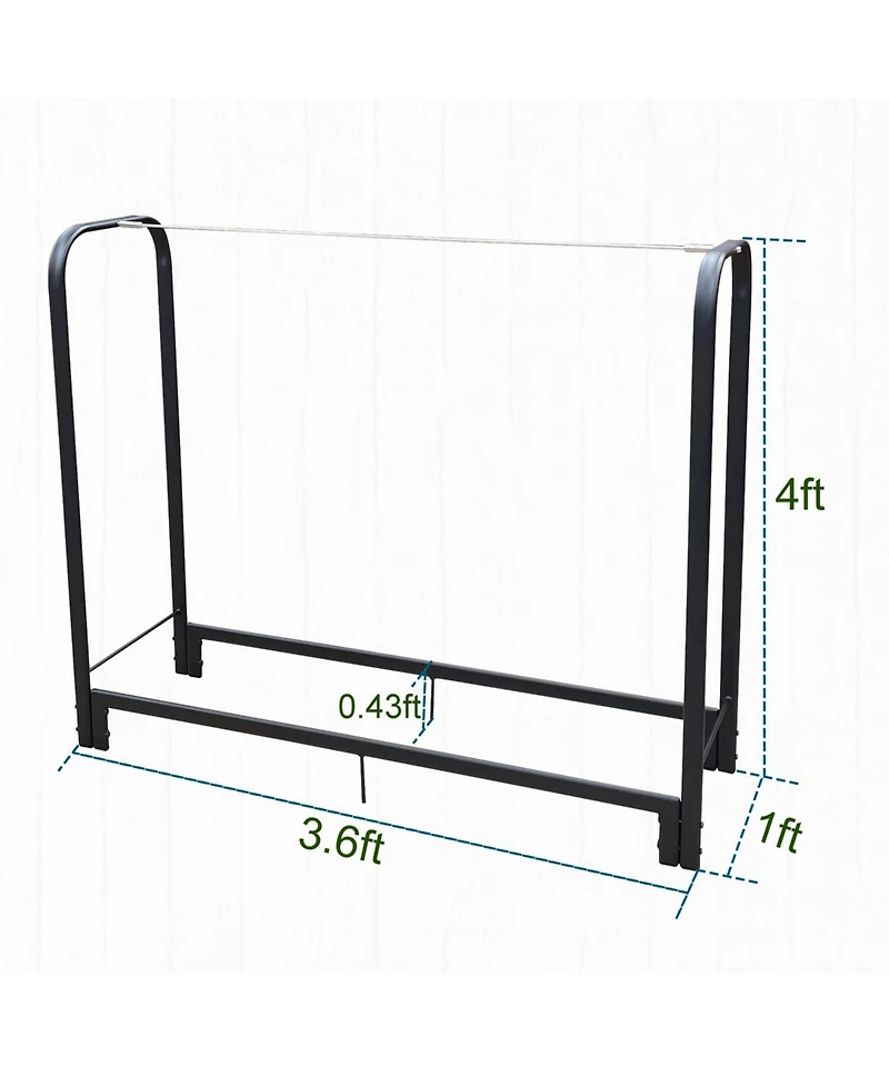 Streamdale Furniture 4ft Heavy Duty Firewood Rack - Matte Black