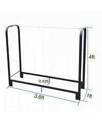 Streamdale Furniture 4ft Heavy Duty Firewood Rack - Matte Black