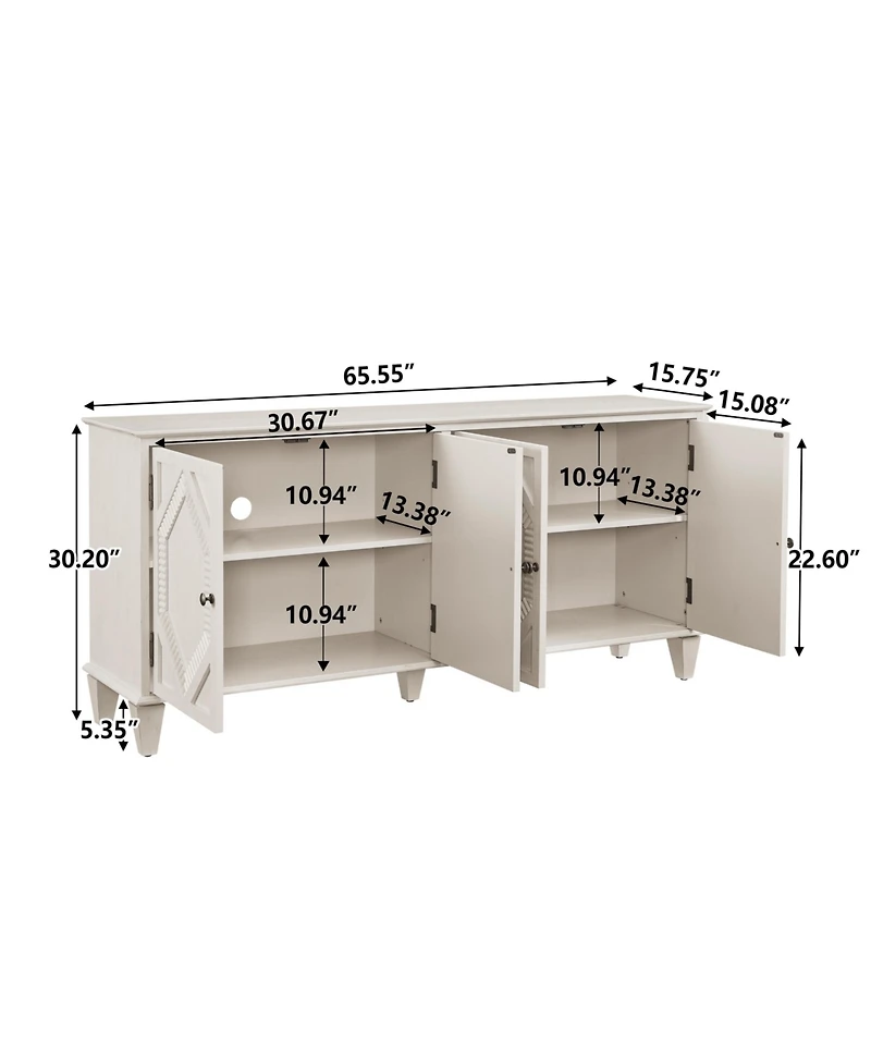 Streamdale Furniture Mid Century Modern Sideboard Buffet Cabinet