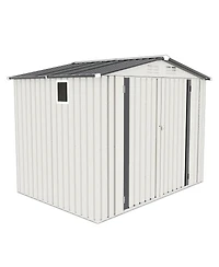 Streamdale Furniture 8x6 Metal Outdoor Storage Shed, Window, Lockable Door, White/Gray