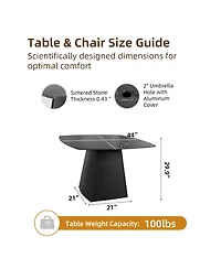 Streamdale Furniture 44" Black Sintered Stone Outdoor Dining Table