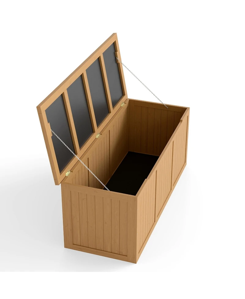 Streamdale 112 Gallon Wooden Deck Box - Outdoor Storage, Seat & Table Top