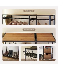 Streamdale Furniture Acacia Wood Garment Rack w/ Shelves, Drawers & Hooks