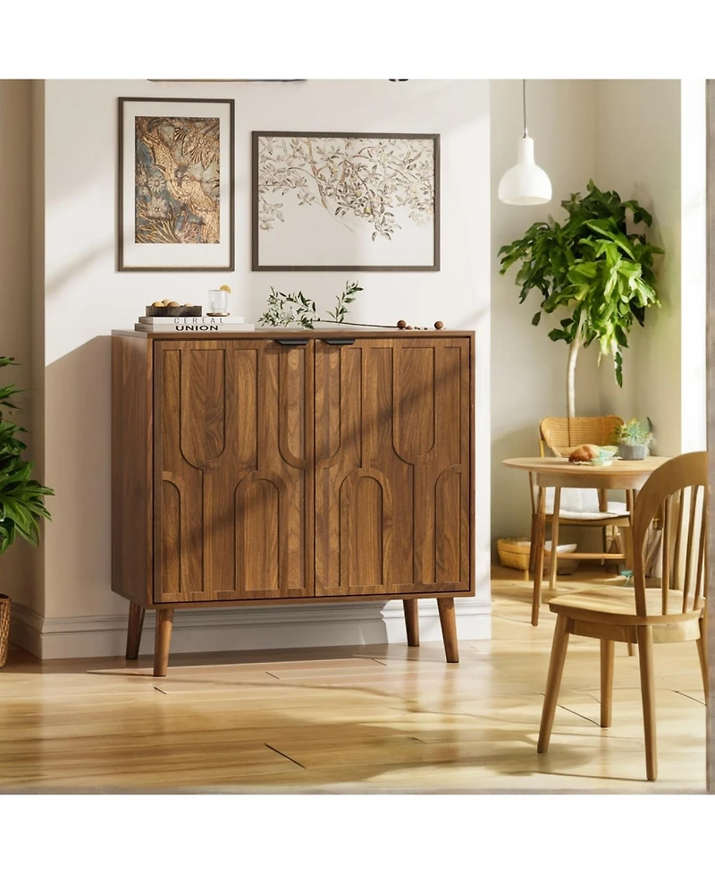 Streamdale Furniture Farmhouse Buffet Cabinet - Walnut - 31.5" W