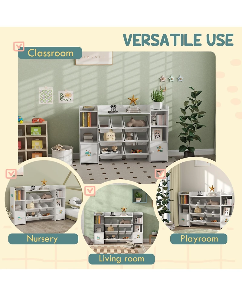 Qaba Kids Toy Storage Organizer with 8 Removable Storage Bins,