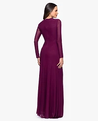 Betsy & Adam Petite Mock Neck Crinkle Detail Dress