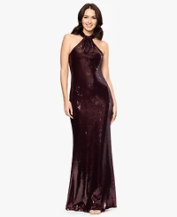 Betsy & Adam Petite Halter Neck Sequin Detail Dress