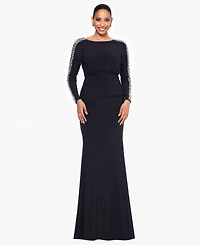 Betsy & Adam Petite Beaded Scoop Neck Dress