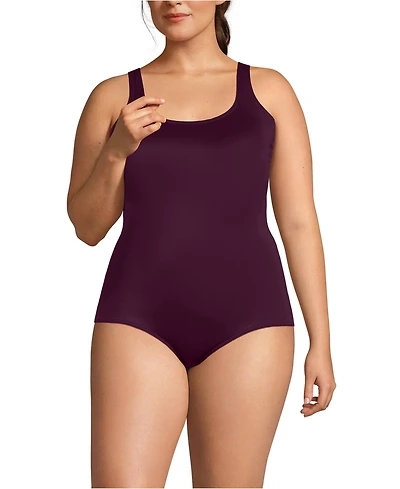 Lands' End Women's Dd-Cup Chlorine Resistant Soft Cup Tugless Sporty One Piece Swimsuit
