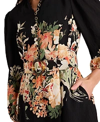 Tahari Asl Petite Printed Long Sleeve Dress