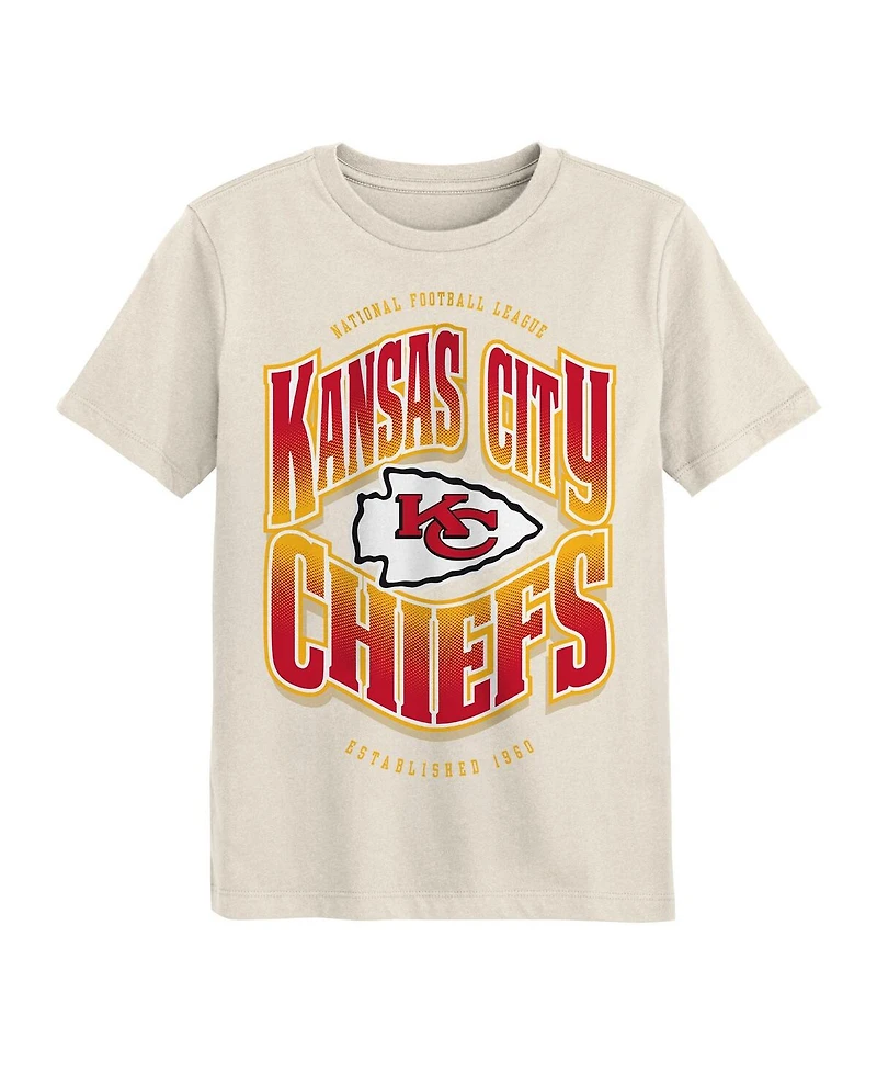 Outerstuff Big Boys and Girls Cream Kansas City Chiefs Huddle T-Shirt