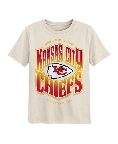 Outerstuff Big Boys and Girls Cream Kansas City Chiefs Huddle T-Shirt