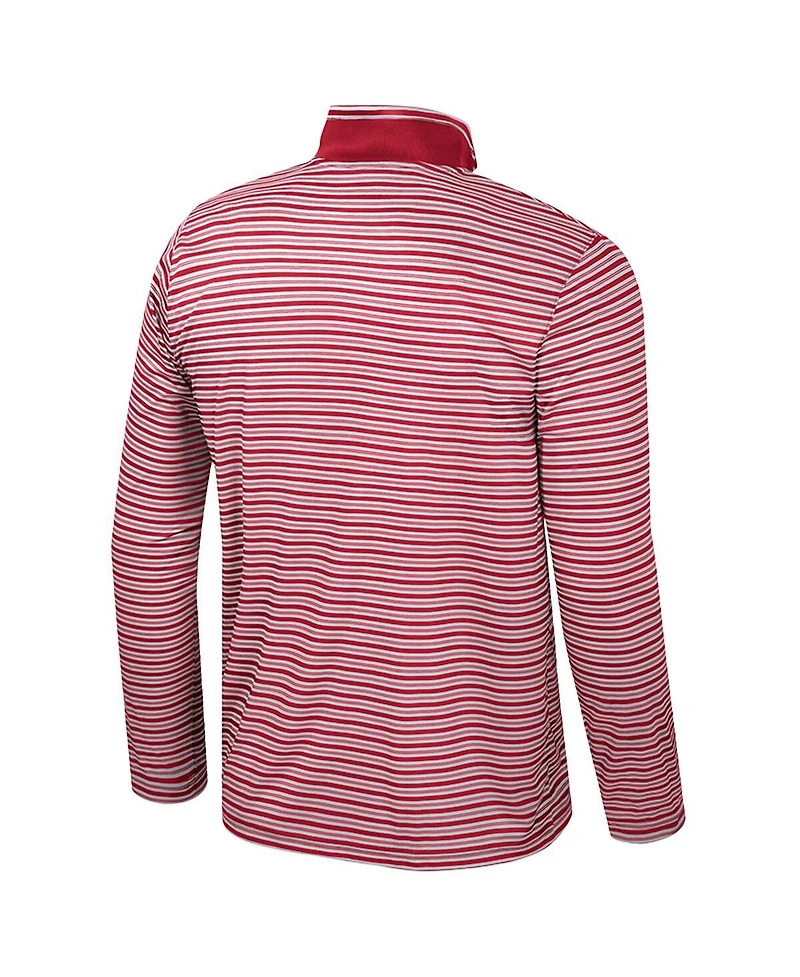 Colosseum Men's Cardinal Arkansas Razorbacks Striped Quarter-Zip Sweatshirt