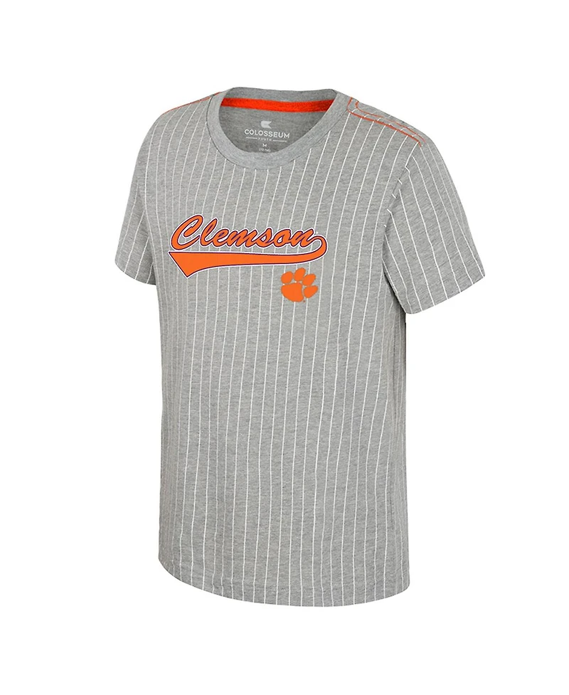 Colosseum Big Boys and Girls Heather Gray Clemson Tigers Airball Baseball T-Shirt