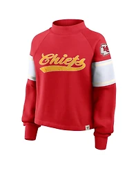 Fanatics Women's Red Kansas City Chiefs Oversized Hometown Toss Sweep Raglan Pullover Sweatshirt