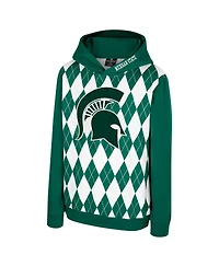Colosseum Big Boys and Girls Green Michigan State Spartans Argyle The Dealio Pullover Hoodie