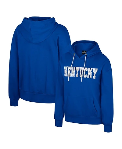 Colosseum Women's Royal Kentucky Wildcats Reflection Rhinestone Drawcord Pullover Hoodie