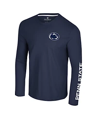 Colosseum Men's Navy Penn State Nittany Lions Logo Lockup 3-Hit Active Blend Long Sleeve T-Shirt