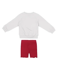 Colosseum Girls 2-Piece Toddler White/Crimson Alabama Crimson Tide Beta Fleece Sweatshirt and Shorts Set