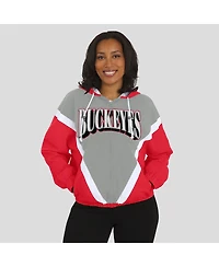 Wear by Erin Andrews Women's Scarlet/Gray Ohio State Buckeyes Color Block Full-Zip Windbreaker Jacket