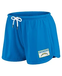 Wear by Erin Andrews Women's Powder Blue Los Angeles Chargers Heavy Rugby Jersey Long Sleeve T-Shirt and Shorts Lounge Set