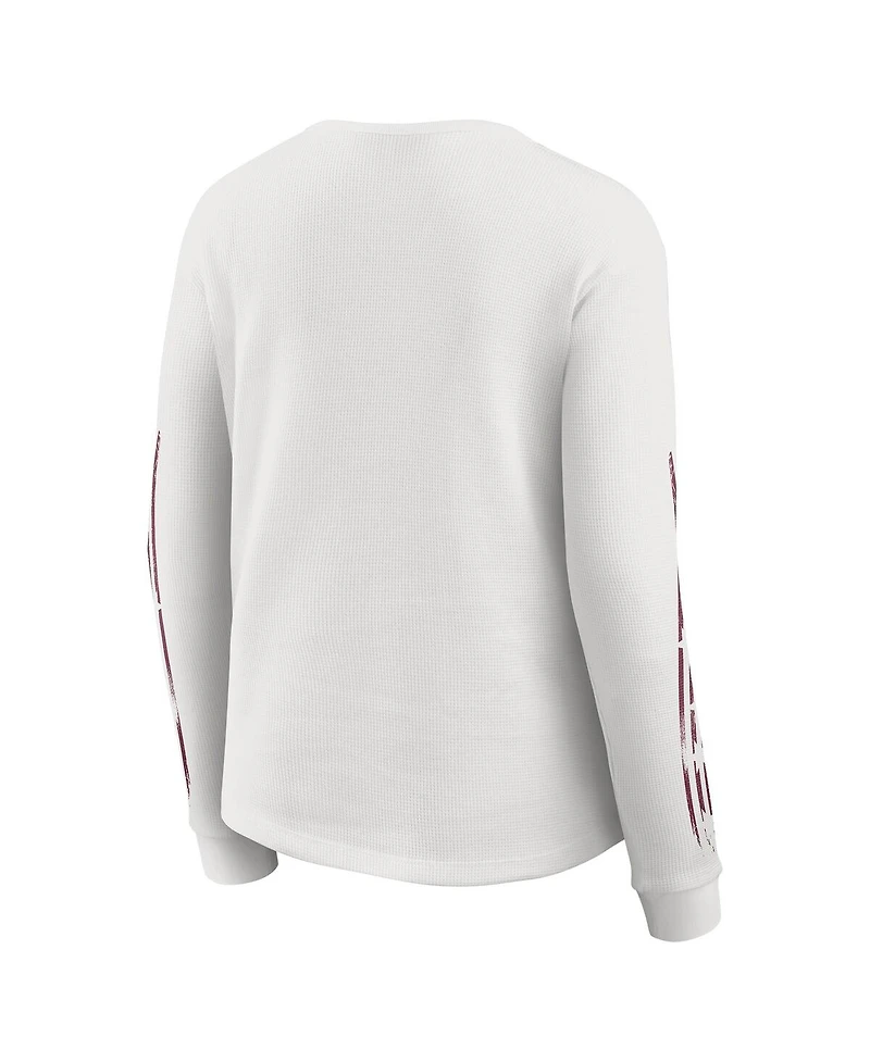 Wear by Erin Andrews Women's White Washington Commanders Graphic Waffle Long-Sleeve T-Shirt