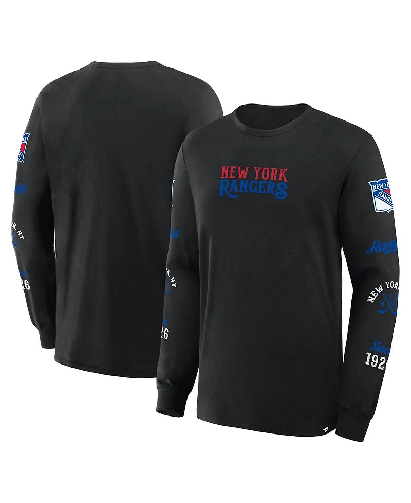 Fanatics Men's Black New York Rangers Boxed Legacy Long Sleeve T-Shirt