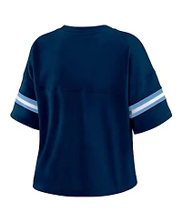 Wear by Erin Andrews Women's Navy Memphis Grizzlies Color Block Boxy V-Neck T-Shirt