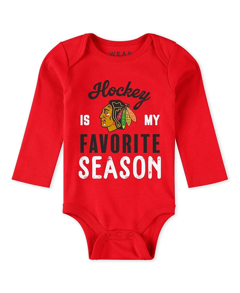 Wear by Erin Andrews Baby Boys and Girls 3-Piece Chicago Blackhawks Turn Me Around Bodysuits Pants Set