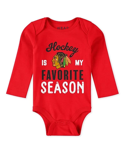 Wear by Erin Andrews Baby Boys and Girls 3-Piece Chicago Blackhawks Turn Me Around Bodysuits Pants Set
