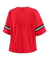 Wear by Erin Andrews Women's Red Chicago Bulls Plus Color Block Boxy V-Neck T-Shirt