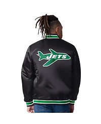 Starter Men's Green/Black New York Jets Closer Reversible Satin Full-Snap Jacket