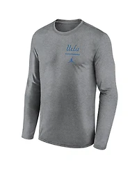 Jordan Men's Heather Gray Ucla Bruins Primary Stack Legend Performance Long Sleeve T-Shirt