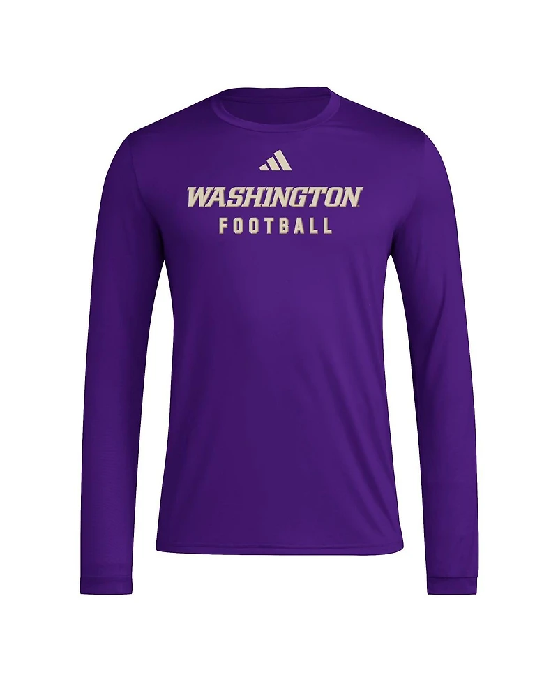 Adidas Men's Purple Washington Huskies Locker Practice Football Pre-Game Long Sleeve T-Shirt