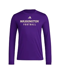 Adidas Men's Purple Washington Huskies Locker Practice Football Pre-Game Long Sleeve T-Shirt