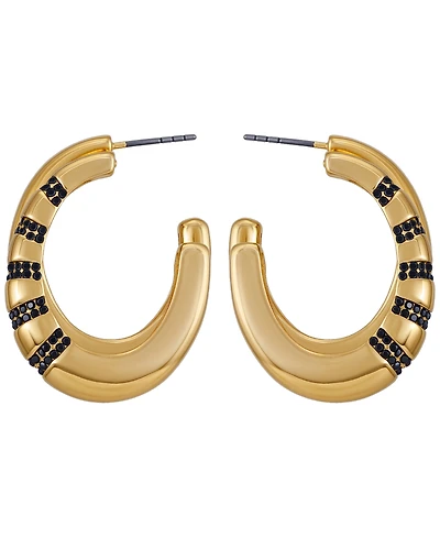 Guess Glass Stone Gold-Tone Huggie Hoop Earrings