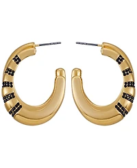 Guess Glass Stone Gold-Tone Huggie Hoop Earrings