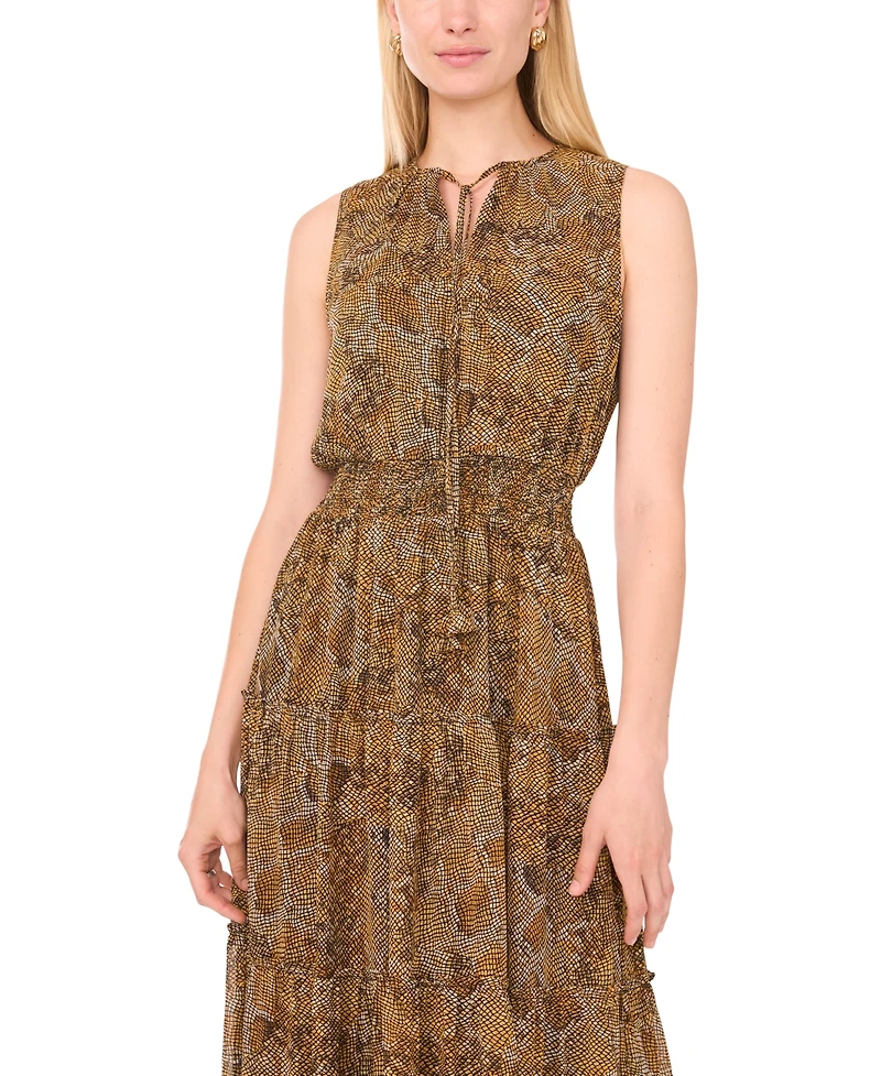 1.state Women's Tie Neck Tiered Sleeveless Dress