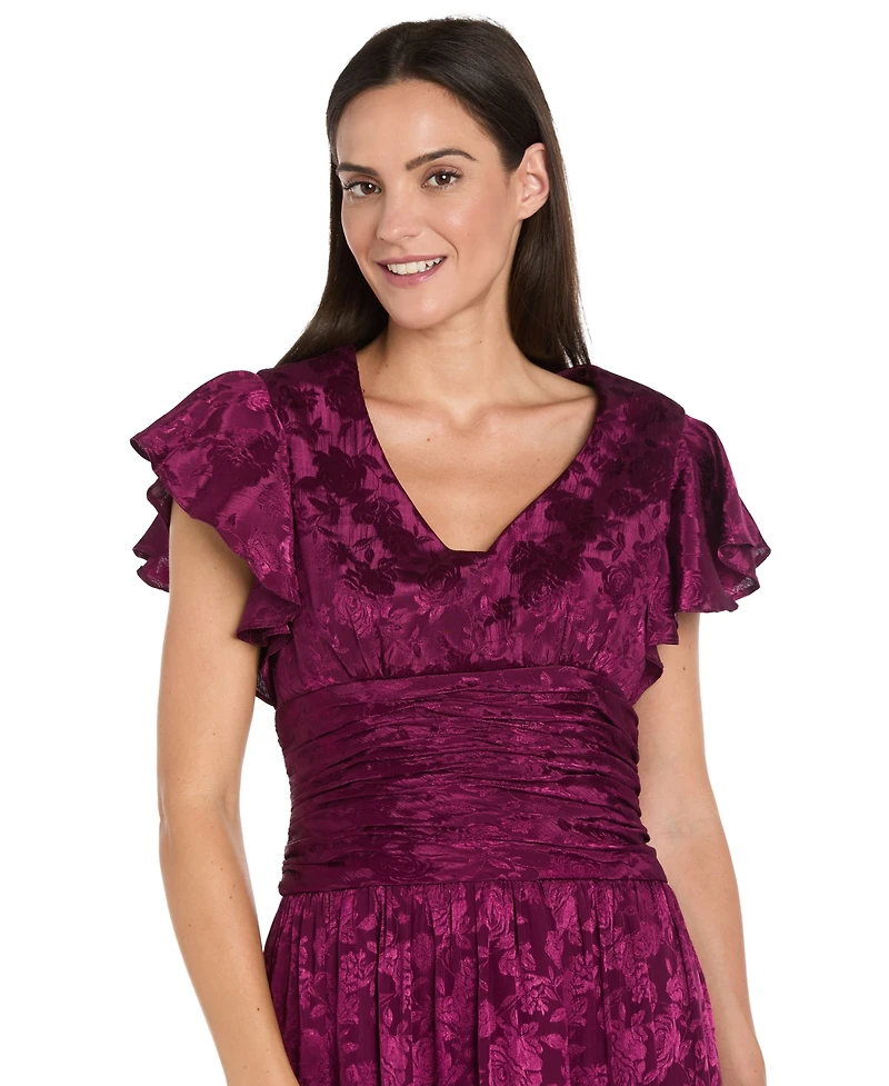 R & M Richards Petite Ruched Waist Midi Dress