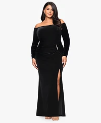 Xscape Plus Off-the-Shoulder Maxi Dress