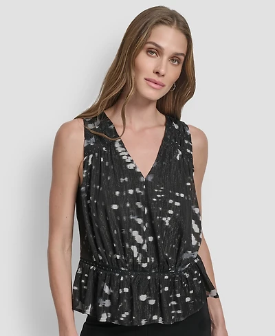 Dkny Women's Crinkle Detail Peplum Pull On Top