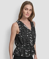 Dkny Women's Crinkle Detail Peplum Pull On Top