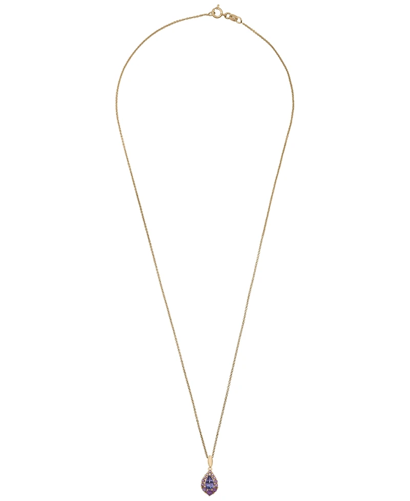 Macy's Women's 2-Piece Set Tanzanite (1-3/8 ct. t.w.) and Amethyst (5/8 ct. t.w.) Pendant Neckless with Matching Earrings in 14K Gold-Plated Over Ster