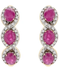 Macy's Ruby (1-3/8 ct. t.w.) and Diamond (1/6 ct. t.w.) Infinity Hoop Earrings in 14K Gold-Plated Over Sterling Silver