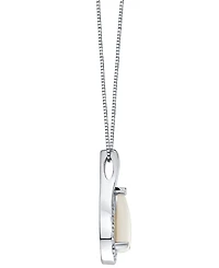 Macy's Pear Shape Opal Pendant with Chain (1 ct. t.w.) and Diamond (1/10 ct. t.w.) in 10k White Gold