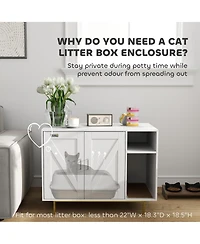 PawHut Cat Litter Box Enclosure with Scratching Pad, Storage,