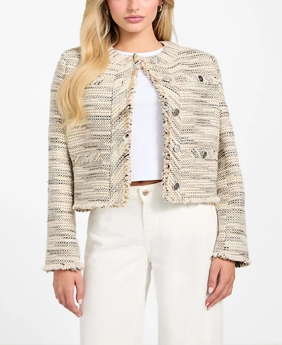Guess Women's Long Sleeves Tweed Jacket