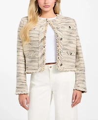 Guess Women's Long Sleeves Tweed Jacket